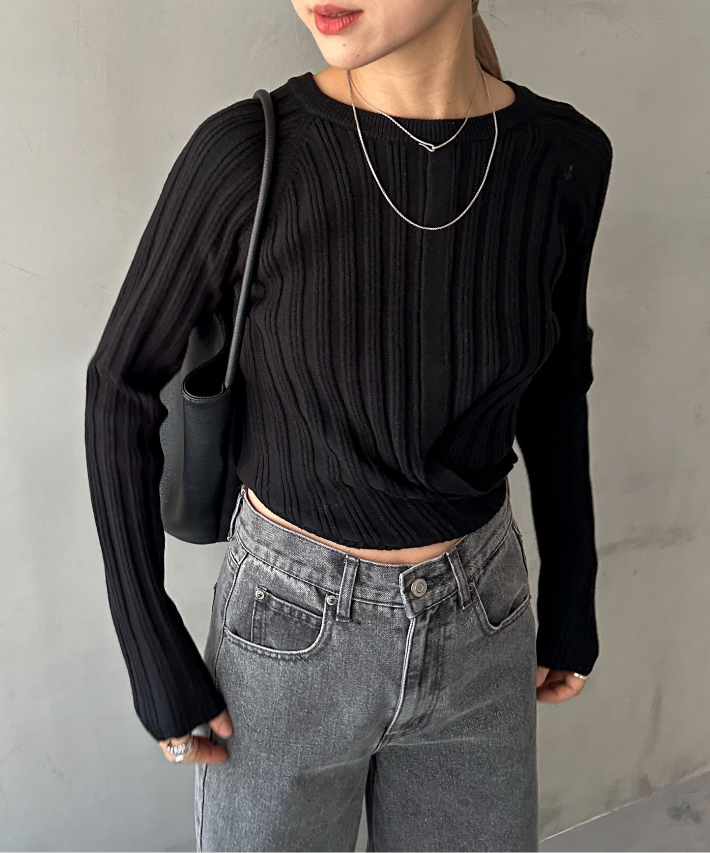 交叉綁帶針織衫