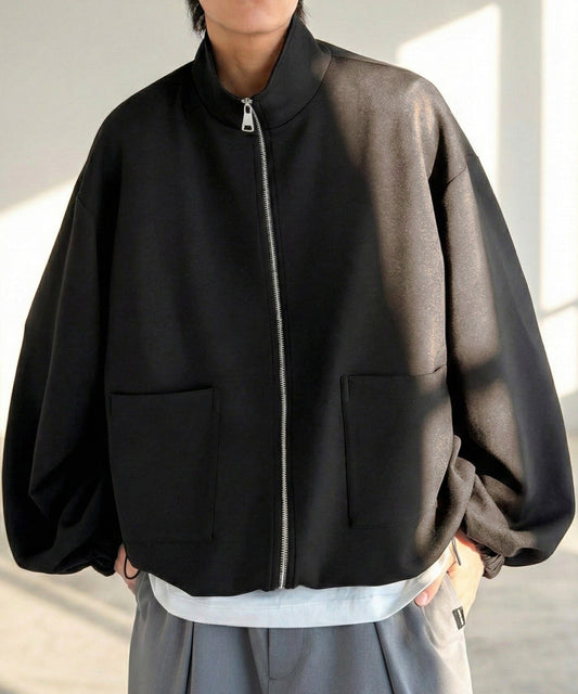 (Unisex) 高領雙拉鍊短褸