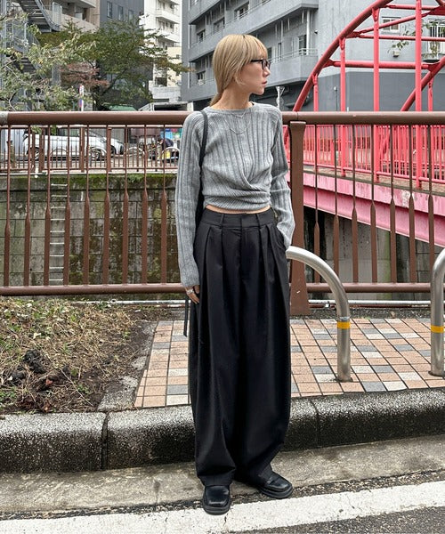 交叉綁帶針織衫