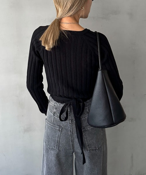 交叉綁帶針織衫