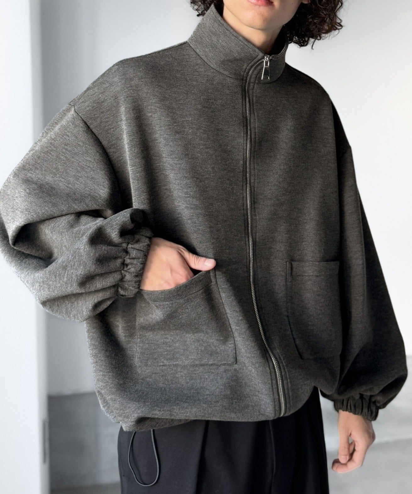 (Unisex) 高領雙拉鍊短褸