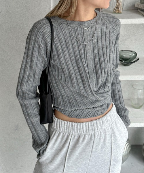 交叉綁帶針織衫